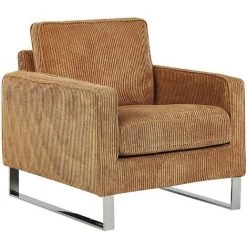 BELIANI Fauteuil En Velours Côtelé Marron Clair - Marron