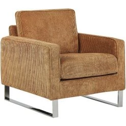 BELIANI Fauteuil En Velours Côtelé Marron Clair - Marron 10 BELIANI Fauteuil En Velours Côtelé Marron Clair - Marron -Pas Cher Fauteuil Magasin 28288418 4