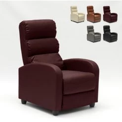 LE ROI DU RELAX Fauteuil Relax Inclinable Avec Repose-pieds En Simili Cuir Alice | Couleur: Bordeaux
