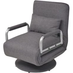 ASUPERMALL Fauteuil Pivotant Et Canape-lit Gris Fonce Tissu