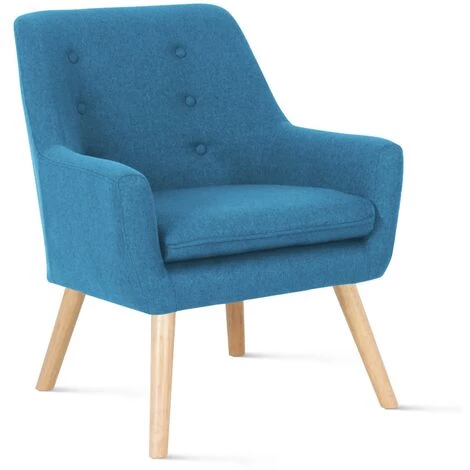 IDMARKET Fauteuil Scandinave NAT En Tissu Bleu Canard - Bleu 4 IDMARKET Fauteuil Scandinave NAT En Tissu Bleu Canard - Bleu – Image 2