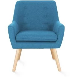 IDMARKET Fauteuil Scandinave NAT En Tissu Bleu Canard - Bleu 9 IDMARKET Fauteuil Scandinave NAT En Tissu Bleu Canard - Bleu -Pas Cher Fauteuil Magasin 28381073 3