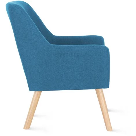 IDMARKET Fauteuil Scandinave NAT En Tissu Bleu Canard - Bleu 7 IDMARKET Fauteuil Scandinave NAT En Tissu Bleu Canard - Bleu – Image 5