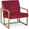 COTECOSY Fauteuil Vidor Velours Rouge Pieds Or - Rouge