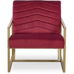 COTECOSY Fauteuil Vidor Velours Rouge Pieds Or - Rouge -Pas Cher Fauteuil Magasin 28396256 2