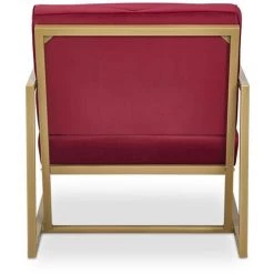 COTECOSY Fauteuil Vidor Velours Rouge Pieds Or - Rouge -Pas Cher Fauteuil Magasin 28396256 4