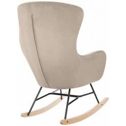 FROMM & STARCK Fauteuil À Bascule Chaise Berçante Pour Salon Intérieur Bois Métal Velours Gris - Argent, Gris -Pas Cher Fauteuil Magasin 28415788 3