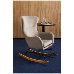 FROMM & STARCK Fauteuil À Bascule Chaise Berçante Pour Salon Intérieur Bois Métal Velours Gris - Argent, Gris -Pas Cher Fauteuil Magasin 28415788 4