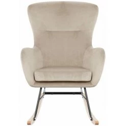 FROMM & STARCK Fauteuil À Bascule Chaise Berçante Pour Salon Intérieur Bois Métal Velours Gris - Argent, Gris -Pas Cher Fauteuil Magasin 28415788 5