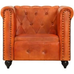TRUE DEAL Fauteuil Chesterfield Brun Roux Cuir Véritable 8 TRUE DEAL Fauteuil Chesterfield Brun Roux Cuir Véritable -Pas Cher Fauteuil Magasin 28677506 2