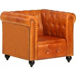ASUPERMALL Fauteuil Chesterfield Brun Roux Cuir Veritable 9 ASUPERMALL Fauteuil Chesterfield Brun Roux Cuir Veritable -Pas Cher Fauteuil Magasin 28760748 3