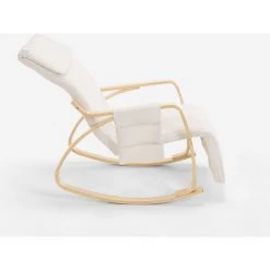 AHD AMAZING HOME DESIGN Rocking Chair Bois Design Scandinave Repose-pieds Réglable Odense | Couleur: Blanc -Pas Cher Fauteuil Magasin 28825377 5