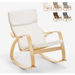 Pas Cher Fauteuil Magasin 14 AHD AMAZING HOME DESIGN Fauteuil à Bascule Au Design Scandinave Ergonomique Aalborg | Couleur: Blanc