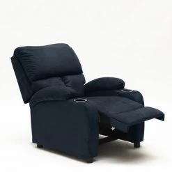 LE ROI DU RELAX Fauteuil Relax Inclinable Avec Repose-pieds En Microfibre De Velours Lucrezia | Couleur: Bleu -Pas Cher Fauteuil Magasin 28903161 4