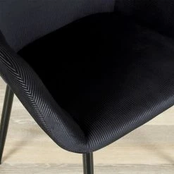 HOME DÉCO FACTORY Fauteuil Velours Côtelé Giulia Noir - Noir - Noir -Pas Cher Fauteuil Magasin 28958381 5