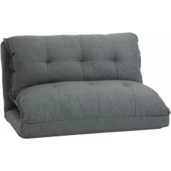 HOMCOM Chauffeuse - Matelas D'appoint Pliant - Fauteuil Convertible - Inclinaison Dossier Réglable 13 Positions - Tissu Lin - Gris