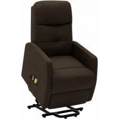 VidaXL Fauteuil Inclinable De Massage Tissu Marron Foncé - Brun
