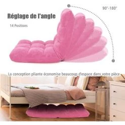 COSTWAY Canapé Paresseux Tatami Pliable Chaise De Plancher Coussin De Chaise De Lit Siège De Sol Pour Maison, Bureau 105x56x15 CM -Pas Cher Fauteuil Magasin 29044211 4