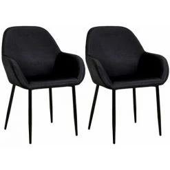 ALTOBUY ALESSIA - Lot De 2 Fauteuils Velours Côtelé Noir - Noir