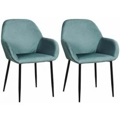 ALTOBUY ALESSIA - Lot De 2 Fauteuils Velours Côtelé Bleu Canard - Bleu