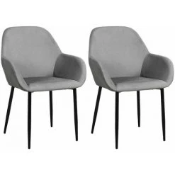 ALTOBUY ALESSIA - Lot De 2 Fauteuils Velours Côtelé Gris - Gris