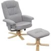 HHG Fauteuil De Télé M56, Fauteuil De Relaxation Avec Tabouret, Tissu ~ Gris Clair -Pas Cher Fauteuil Magasin 29084265 1