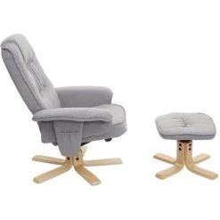 HHG Fauteuil De Télé M56, Fauteuil De Relaxation Avec Tabouret, Tissu ~ Gris Clair 9 HHG Fauteuil De Télé M56, Fauteuil De Relaxation Avec Tabouret, Tissu ~ Gris Clair -Pas Cher Fauteuil Magasin 29084265 3