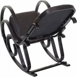 DéCOSHOP26 Fauteuil à Bascule Rocking Chair En Bois Noyer Assise En Cuir Patchwork Marron - Marron -Pas Cher Fauteuil Magasin 29230881 3