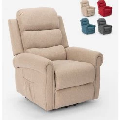 LE ROI DU RELAX Fauteuil électrique De Relaxation Massage Et Chauffage Avec Roues Victoria | Couleur: Beige