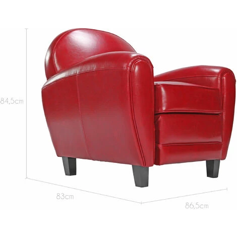 RENDEZ VOUS DéCO Fauteuil Club Rouge - Rouge 5 RENDEZ VOUS DéCO Fauteuil Club Rouge - Rouge – Image 3