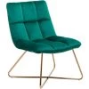 DéCOSHOP26 Fauteuil Rembourré Design En Tissu Velours Vert Bleu Pieds En Métal Doré - Bleu
