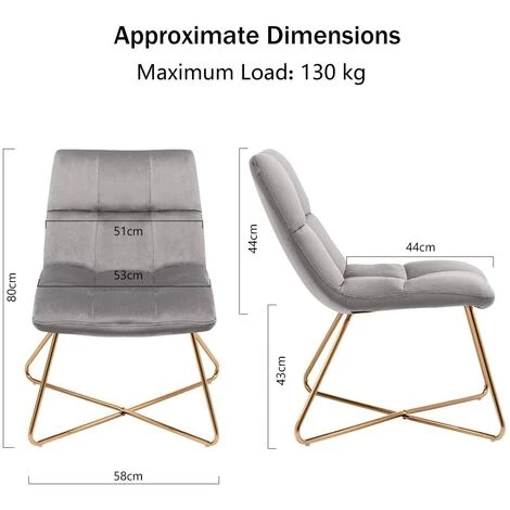 DéCOSHOP26 Fauteuil Rembourré Design En Tissu Velours Gris Pieds En Métal Doré - Or 4 DéCOSHOP26 Fauteuil Rembourré Design En Tissu Velours Gris Pieds En Métal Doré - Or – Image 2