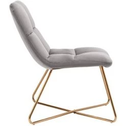 DéCOSHOP26 Fauteuil Rembourré Design En Tissu Velours Gris Pieds En Métal Doré - Or 9 DéCOSHOP26 Fauteuil Rembourré Design En Tissu Velours Gris Pieds En Métal Doré - Or -Pas Cher Fauteuil Magasin 29427934 3