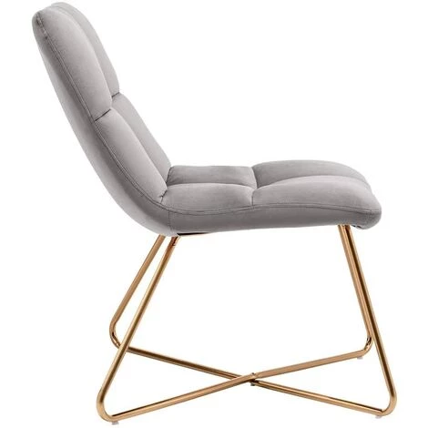 DéCOSHOP26 Fauteuil Rembourré Design En Tissu Velours Gris Pieds En Métal Doré - Or 5 DéCOSHOP26 Fauteuil Rembourré Design En Tissu Velours Gris Pieds En Métal Doré - Or – Image 3