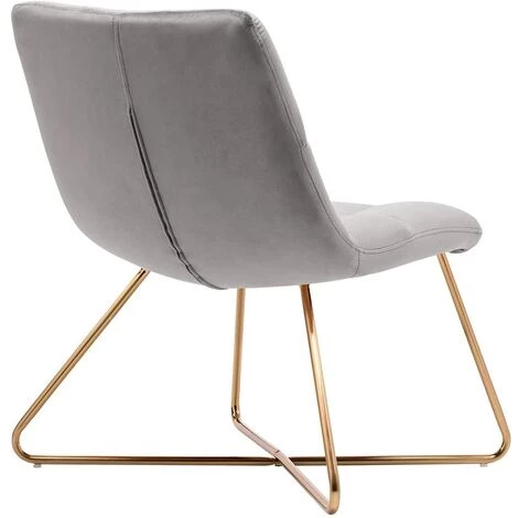 DéCOSHOP26 Fauteuil Rembourré Design En Tissu Velours Gris Pieds En Métal Doré - Or 6 DéCOSHOP26 Fauteuil Rembourré Design En Tissu Velours Gris Pieds En Métal Doré - Or – Image 4