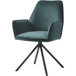 DéCOSHOP26 Chaise Fauteuil Rembourré Salon Bureau Avec Accoudoirs Rotation 90° En Velours Vert - Vert