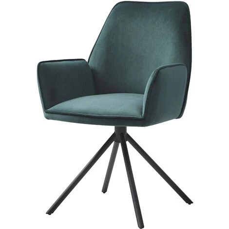 DéCOSHOP26 Chaise Fauteuil Rembourré Salon Bureau Avec Accoudoirs Rotation 90° En Velours Vert - Vert 3 DéCOSHOP26 Chaise Fauteuil Rembourré Salon Bureau Avec Accoudoirs Rotation 90° En Velours Vert - Vert