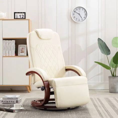 TRUE DEAL Fauteuil Inclinable TV Blanc Cassé Similicuir 3 TRUE DEAL Fauteuil Inclinable TV Blanc Cassé Similicuir