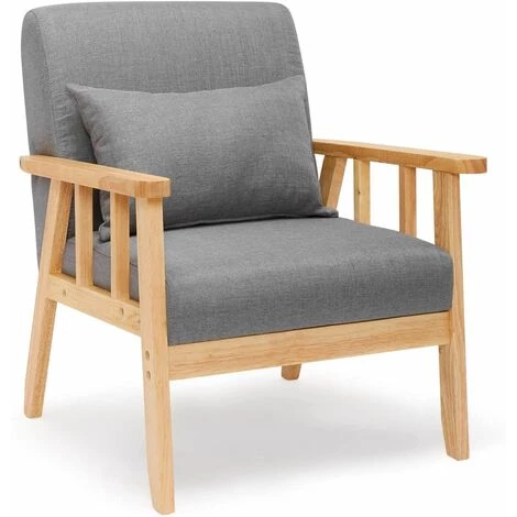Fauteuil Salon, Chaise Rétro Avec Oreiller, Convient Au Chambre à Coucher Salon Balcon Bureau, Gris Foncé - Meerveil 5 Fauteuil Salon, Chaise Rétro Avec Oreiller, Convient Au Chambre à Coucher Salon Balcon Bureau, Gris Foncé - Meerveil – Image 3