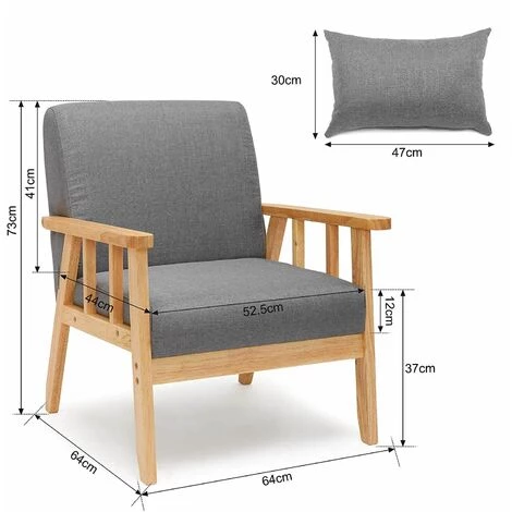 Fauteuil Salon, Chaise Rétro Avec Oreiller, Convient Au Chambre à Coucher Salon Balcon Bureau, Gris Foncé - Meerveil 6 Fauteuil Salon, Chaise Rétro Avec Oreiller, Convient Au Chambre à Coucher Salon Balcon Bureau, Gris Foncé - Meerveil – Image 4