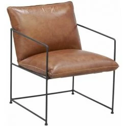 AUBRY GASPARD Fauteuil En Cuir De Buffle Et Métal Marron - Marron