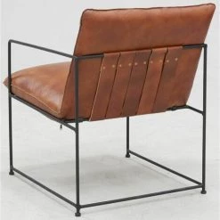 AUBRY GASPARD Fauteuil En Cuir De Buffle Et Métal Marron - Marron -Pas Cher Fauteuil Magasin 29767761 4