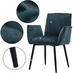 DéCOSHOP26 Fauteuil Design Vintage En Velours Bleu Cadre En Métal - Bleu -Pas Cher Fauteuil Magasin 29786154 4