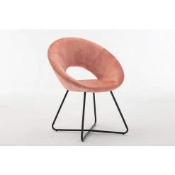 DéCOSHOP26 Fauteuil Design Vintage Rembourré Rose Cadre Métal Noir - Noir