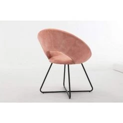 DéCOSHOP26 Fauteuil Design Vintage Rembourré Rose Cadre Métal Noir - Noir -Pas Cher Fauteuil Magasin 29786156 4