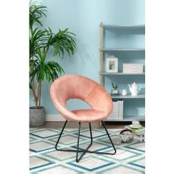 DéCOSHOP26 Fauteuil Design Vintage Rembourré Rose Cadre Métal Noir - Noir -Pas Cher Fauteuil Magasin 29786156 5