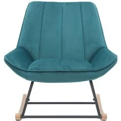 MILIBOO Rocking Chair Design En Velours Bleu Pétrole BILLIE - Bleu Canard Velours