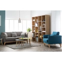 MILIBOO Fauteuil Scandinave Déhoussable Tissu Effet Velours Kaki OSLO -Pas Cher Fauteuil Magasin 30106430 5