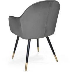 LÚZETE - FAUTEUIL GRAYSON VELOURS GRIS - Gris -Pas Cher Fauteuil Magasin 30145210 2