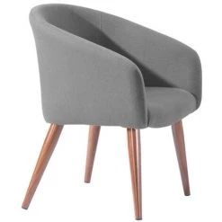 HOMYLIN Lot De 2 Chaises Salle à Manger Rétro Fauteuil Chaises En Tissu Velours Rembourrée Pour Salon Bureau, Avec Jambes En Métal Style Bois, Grise -Pas Cher Fauteuil Magasin 30235503 3